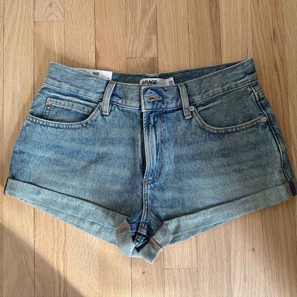 Garage Low Rise Cuffed Denim Shorts